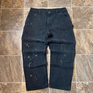 Men's Carhartt Distressed Black 38x30 B11BLK Original Dungaree Fit Carpenter